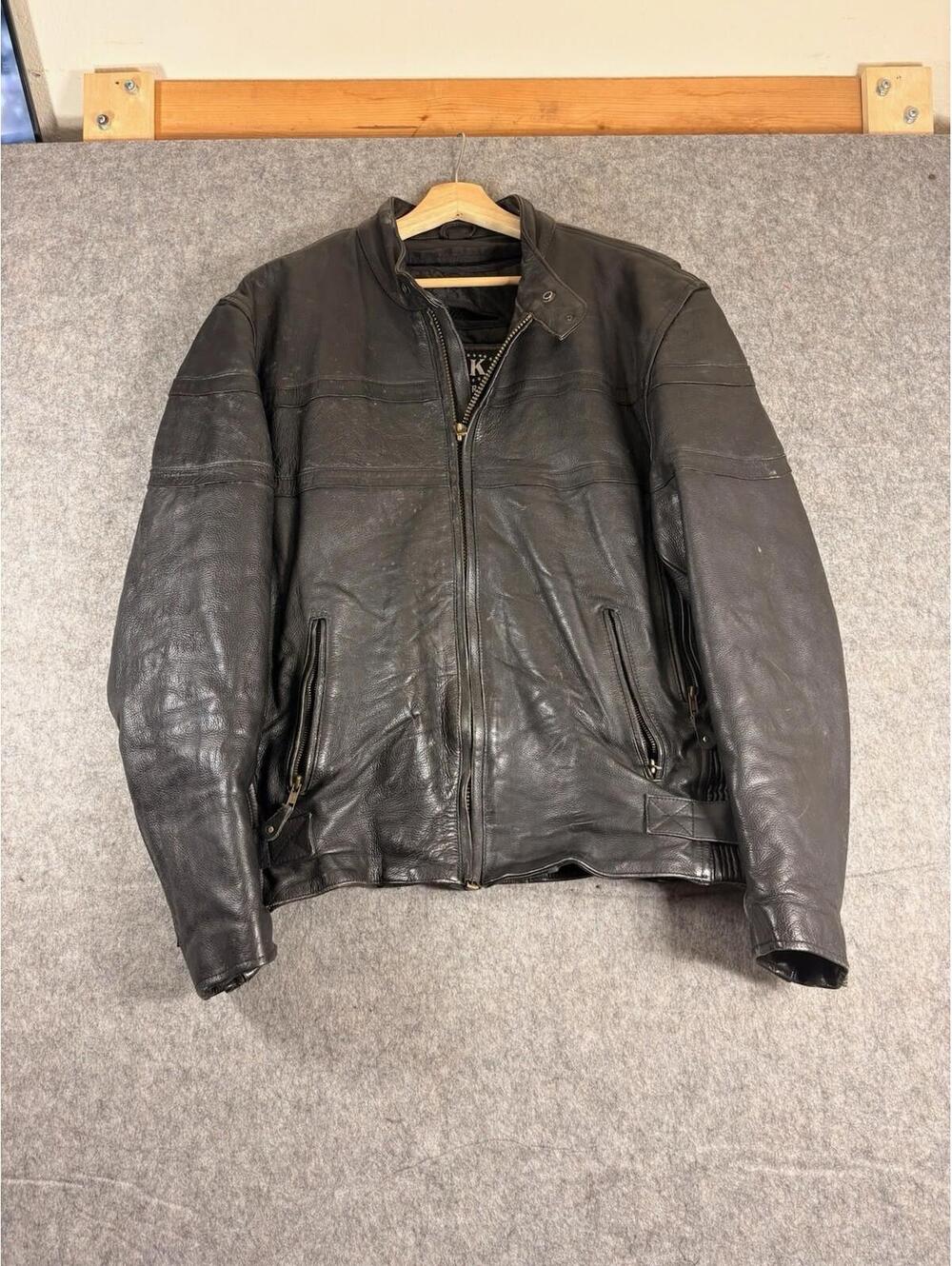 Vintage Leather King Mens Biker Motorcycle Jacket Thinsulate Removable Size 42